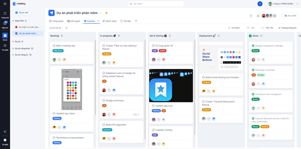 Quan ly du an bang phan mem theo Agile bang Cleeksy