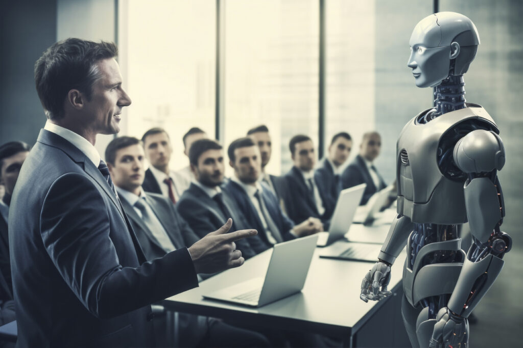 people listening ai robot coworkers