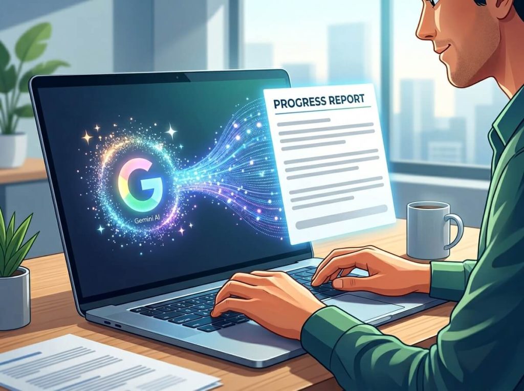 Dùng Google Gemini viết báo cáo tiến độ