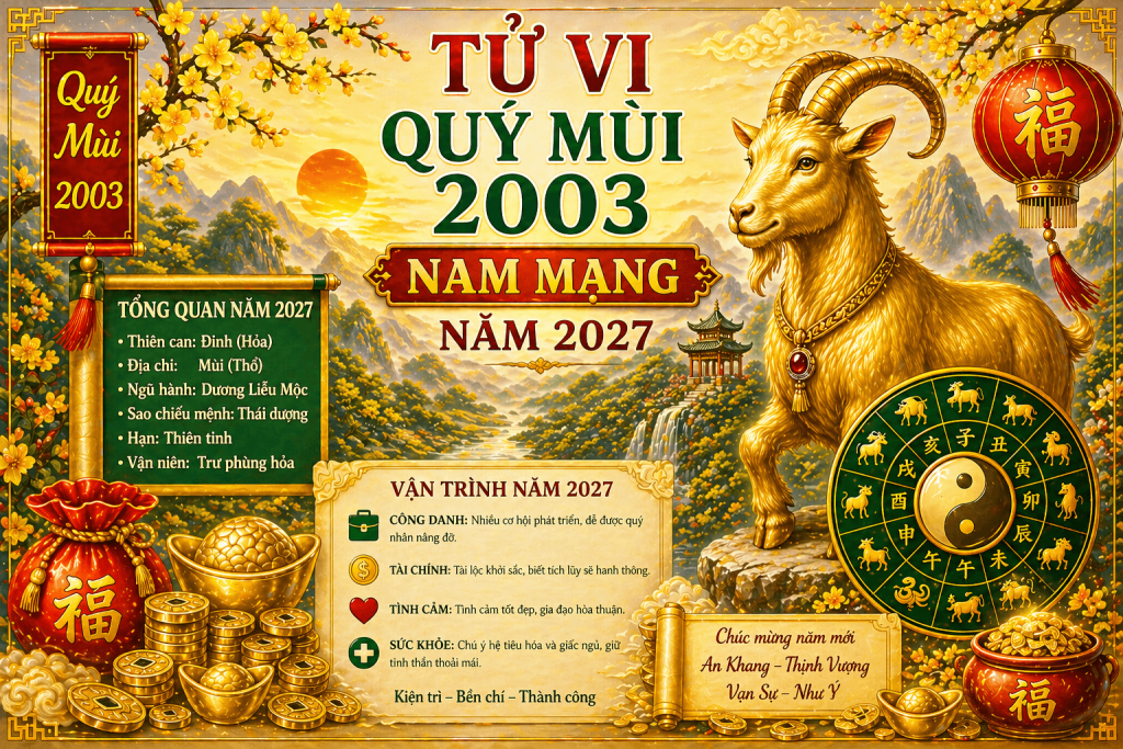 Tử vi Quý Mùi 2003 nam mạng năm 2027