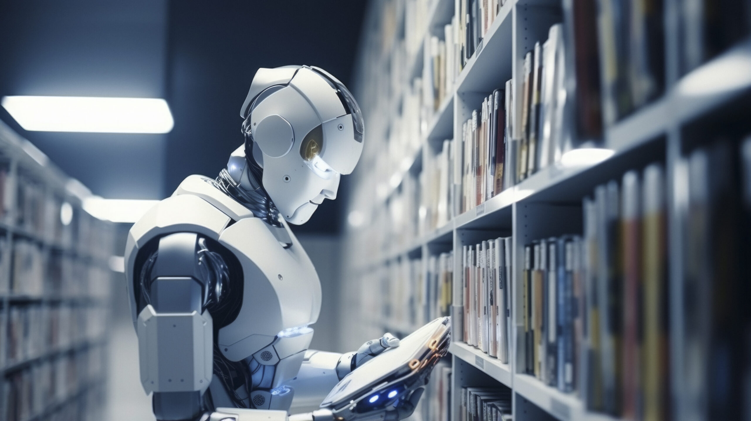 robot working as librarian instead humans scaled
