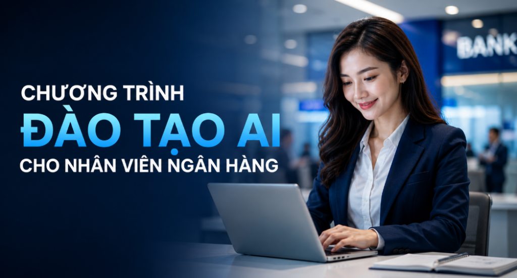 ĐÀO TẠO AI CHO NHÂN VIÊN NGÂN HÀNG 2026 1 đào tạo AI cho nhân viên ngân hàng được thiết kế theo hướng thực chiến, tập trung vào khả năng ứng dụng trực tiếp vào công việc, giúp đội ngũ nhân viên nhanh chóng làm chủ công cụ AI mà không cần nền tảng công nghệ chuyên sâu.