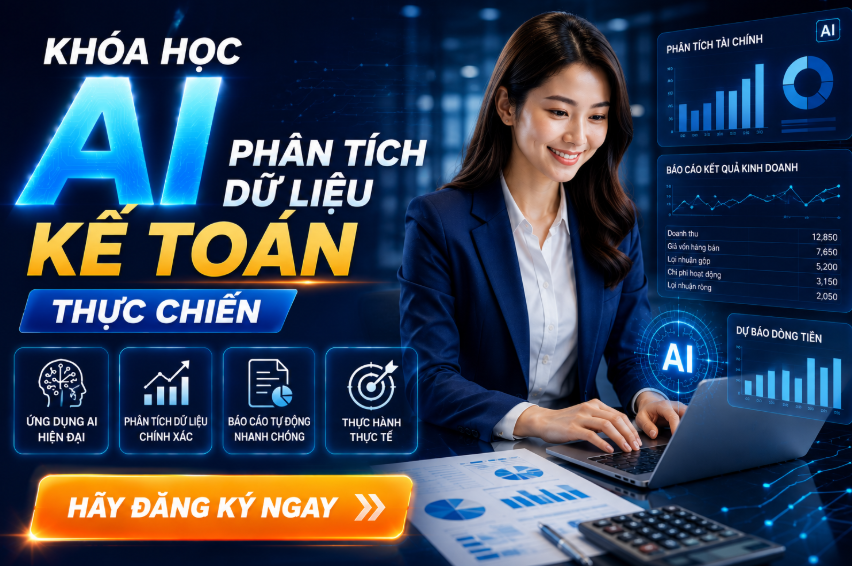 Trong bối cảnh chuyển đổi số đang diễn ra mạnh mẽ, khóa học đào tạo AI phân tích dữ liệu kế toán thực chiến đang trở thành giải pháp quan trọng giúp doanh nghiệp và bộ phận kế toán nâng cao hiệu quả xử lý dữ liệu, tối ưu quy trình làm việc và hỗ trợ ra quyết định nhanh chóng hơn. Việc ứng dụng AI trong phân tích dữ liệu kế toán giúp giảm thời gian tổng hợp số liệu, tăng độ chính xác và hạn chế sai sót trong quá trình xử lý thông tin.