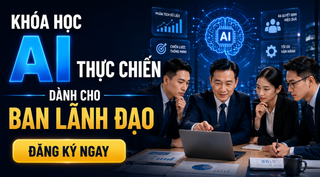 Trong bối cảnh chuyển đổi số diễn ra mạnh mẽ, AI thực chiến dành cho ban lãnh đạo đang trở thành giải pháp quan trọng giúp đội ngũ quản lý và điều hành doanh nghiệp nâng cao năng lực ra quyết định, tối ưu vận hành và tăng hiệu quả quản trị. Việc ứng dụng AI trong quản lý giúp ban lãnh đạo xử lý thông tin nhanh hơn, phân tích dữ liệu chính xác hơn và xây dựng chiến lược hiệu quả hơn.