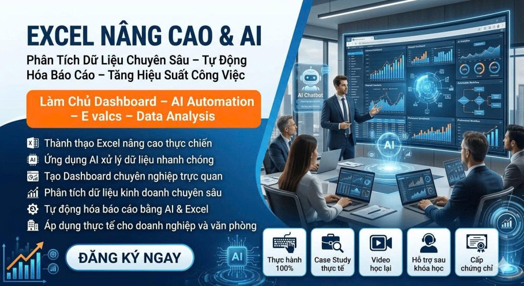 Excel nâng cao và AI: Sự kết hợp hoàn hảo cho phân tích dữ liệu chuyên sâu
