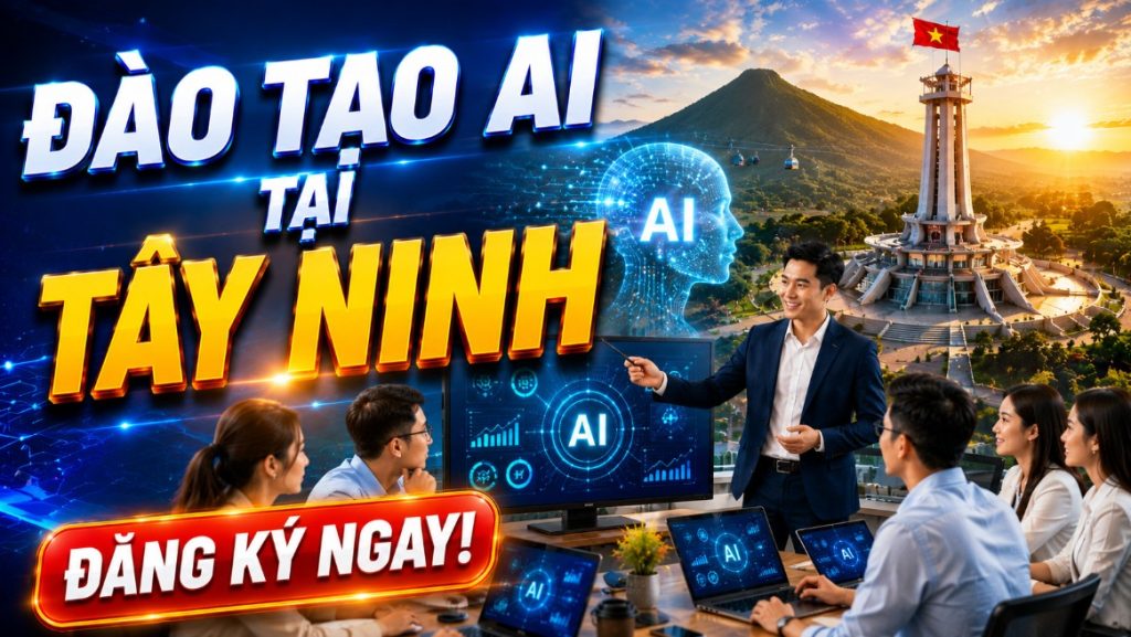 ĐÀO TẠO AI TẠI DOANH NGHIỆP TÂY NINH 1 Đào tạo AI tại doanh nghiệp Tây Ninh dành cho doanh nghiệp, cơ quan, tổ chức và cá nhân muốn ứng dụng trí tuệ nhân tạo vào công việc thực tế. Chương trình tập trung vào ChatGPT, các công cụ AI hiện đại và các giải pháp tự động hóa giúp nâng cao năng suất làm việc, tối ưu quy trình vận hành và thúc đẩy chuyển đổi số.