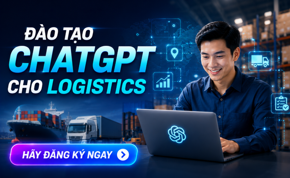 Khóa học ChatGPT cho Logistics dành cho doanh nghiệp logistics, vận tải, kho vận và chuỗi cung ứng. Chương trình tập trung vào ứng dụng AI trong quản lý và vận hành logistics. Trọng tâm đào tạo là ChatGPT. Học viên được thực hành trên các tình huống thực tế của doanh nghiệp.