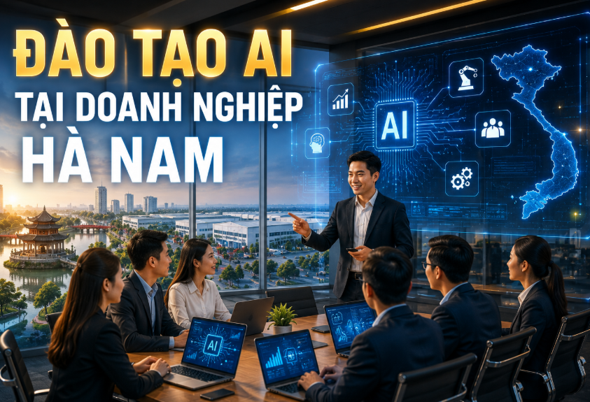 Đào tạo AI tại Hà Nam dành cho doanh nghiệp, cơ quan, tổ chức và cá nhân muốn ứng dụng trí tuệ nhân tạo vào công việc thực tế. Chương trình tập trung vào ChatGPT, các công cụ AI phổ biến và các giải pháp tự động hóa hiện đại giúp nâng cao hiệu suất làm việc, tối ưu vận hành và thúc đẩy chuyển đổi số.