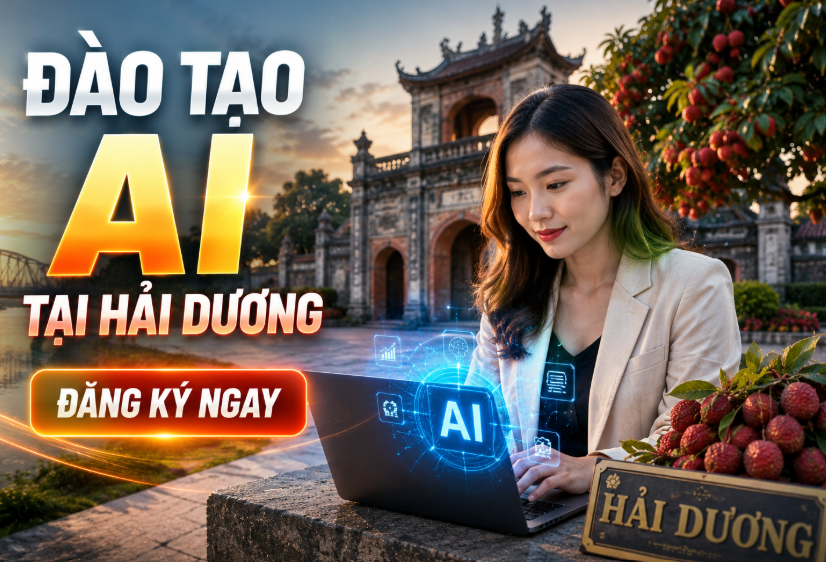 Đào tạo AI tại Hải Dương dành cho doanh nghiệp, cơ quan, tổ chức và cá nhân muốn ứng dụng trí tuệ nhân tạo vào công việc thực tế. Chương trình tập trung vào ChatGPT, các công cụ AI hiện đại và các giải pháp tự động hóa giúp nâng cao hiệu quả làm việc, tối ưu vận hành và thúc đẩy quá trình chuyển đổi số.