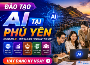 Đào tạo AI tại doanh nghiệp Phú Yên dành cho doanh nghiệp, cơ quan, tổ chức và cá nhân muốn ứng dụng trí tuệ nhân tạo vào công việc thực tế. Chương trình tập trung vào ChatGPT, các công cụ AI hiện đại và các giải pháp tự động hóa giúp nâng cao năng suất làm việc, tối ưu quy trình vận hành và thúc đẩy chuyển đổi số.