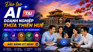 Đào tạo AI tại doanh nghiệp Thừa Thiên Huế dành cho doanh nghiệp, cơ quan, tổ chức và cá nhân muốn ứng dụng trí tuệ nhân tạo vào công việc thực tế. Chương trình tập trung vào ChatGPT, các công cụ AI hiện đại và các giải pháp tự động hóa giúp nâng cao năng suất làm việc, tối ưu quy trình vận hành và thúc đẩy chuyển đổi số.