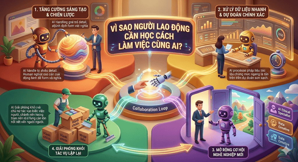 Vì sao người lao động cần học cách làm việc cùng AI? 1 người lao động cần học cách làm việc cùng AI